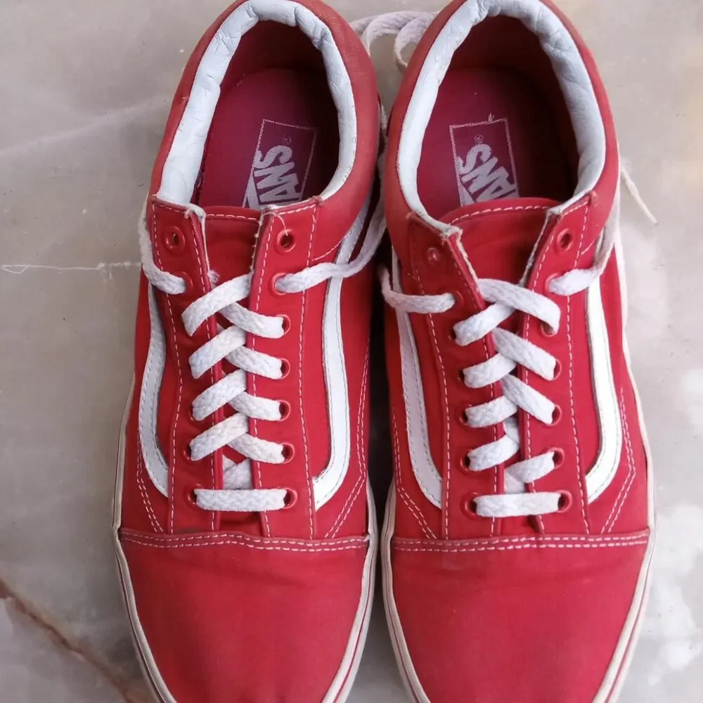Vans Men's Red and White Trainers